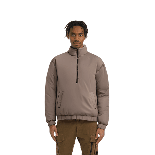 Fear of God Essentials SS22 Half Zip Puffer Desert Taupe Logo