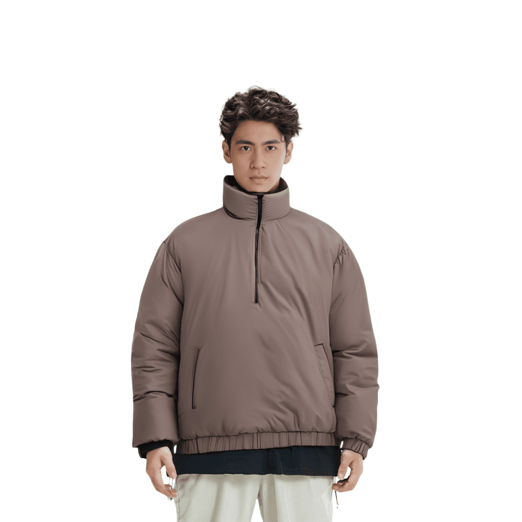 Fear of God Essentials SS22 Half Zip Puffer Desert Taupe Logo