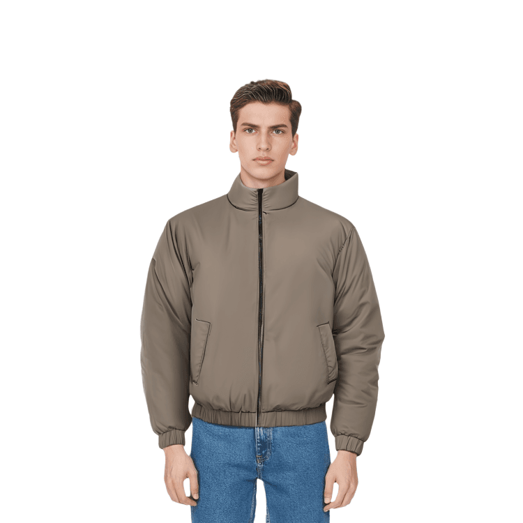 Fear of God Essentials SS22 Half Zip Puffer Desert Taupe Logo