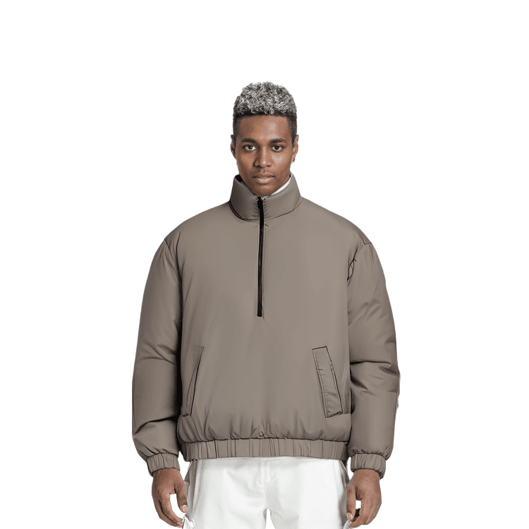 Fear of God Essentials SS22 Half Zip Puffer Desert Taupe Logo