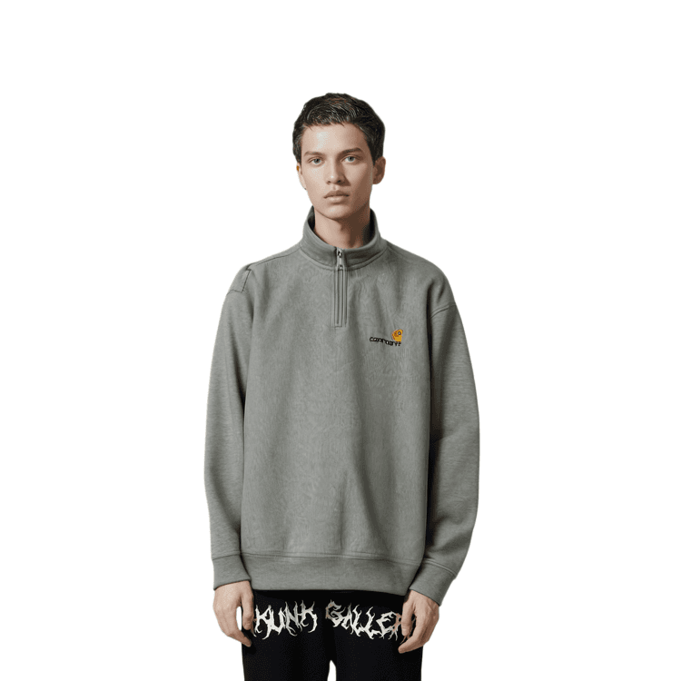 Carhartt WIP Half Zip American Script Sweatshirt Grey