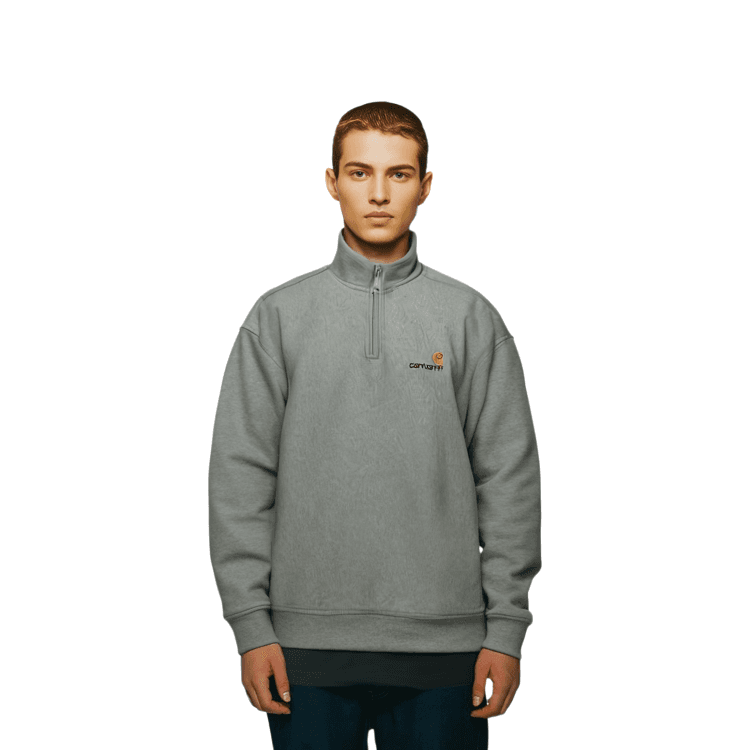 Carhartt WIP Half Zip American Script Sweatshirt Grey