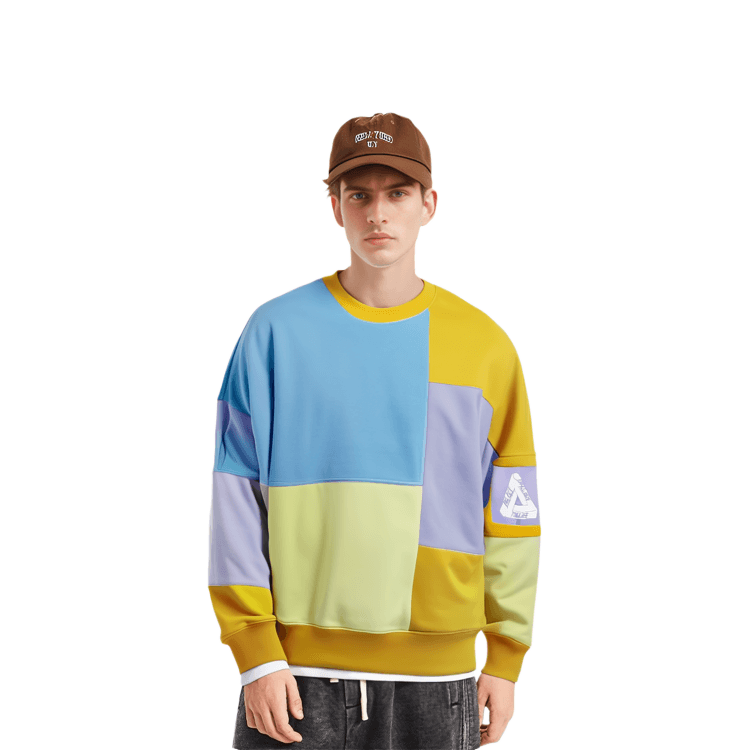 PALACE SS22 Colour Block Crew BlueOrangeLilac Logo