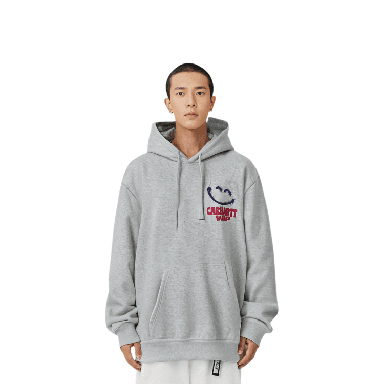 Carhartt WIP FW22 Hooded Happy Script Sweatshirt Ash Heather