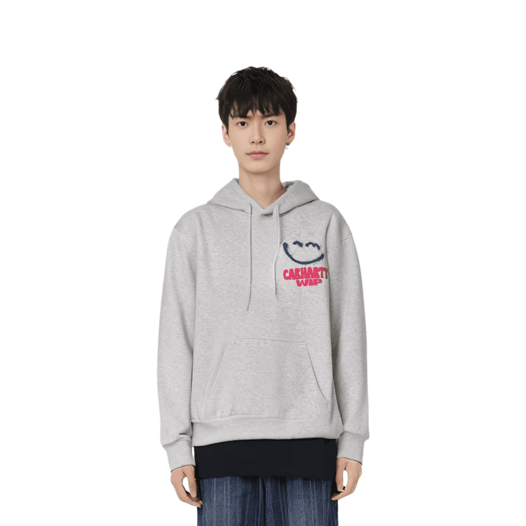 Carhartt WIP FW22 Hooded Happy Script Sweatshirt Ash Heather