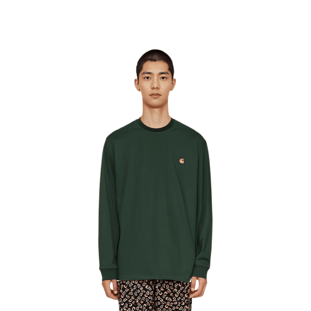 Carhartt WIP Chase Long Sleeve T-Shirt Juniper LogoT