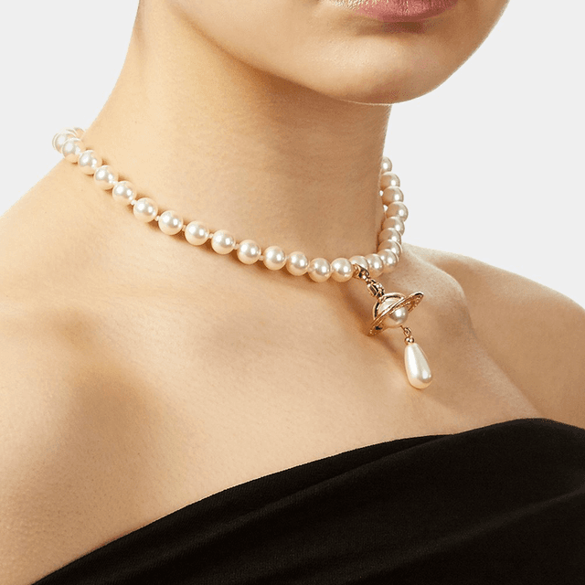 Vivienne Westwood One Row Pearl Drop Choker