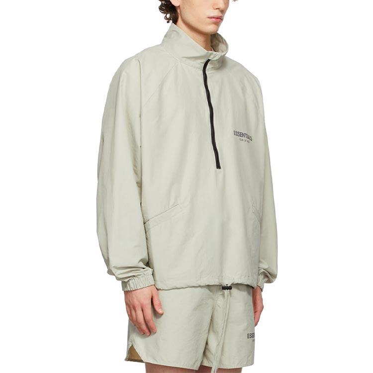 Fear of God Essentials FW21 Half-zip Track Jacket GreenConcrete Logo