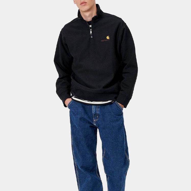 Carhartt WIP Half Zip American Script Sweatshirt Black