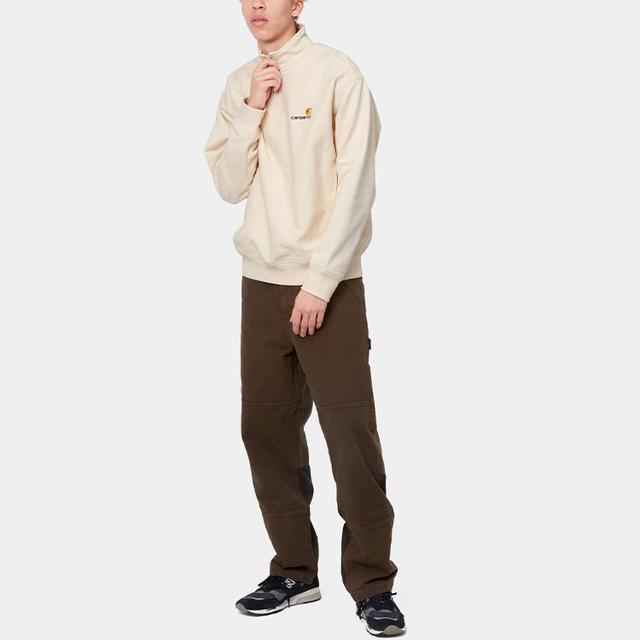 Carhartt WIP Half Zip American Script Sweatshirt Natural Logo