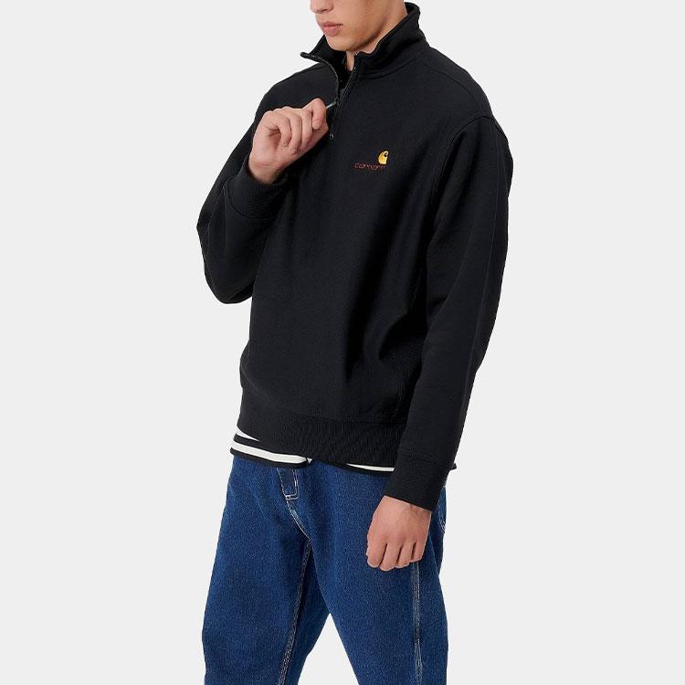 Carhartt WIP Half Zip American Script Sweatshirt Black