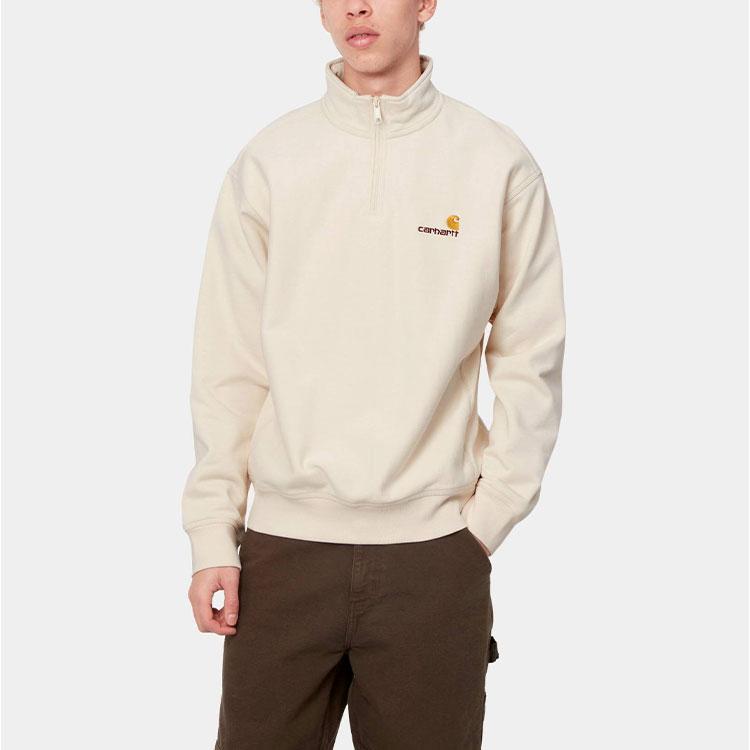 Carhartt WIP Half Zip American Script Sweatshirt Natural Logo