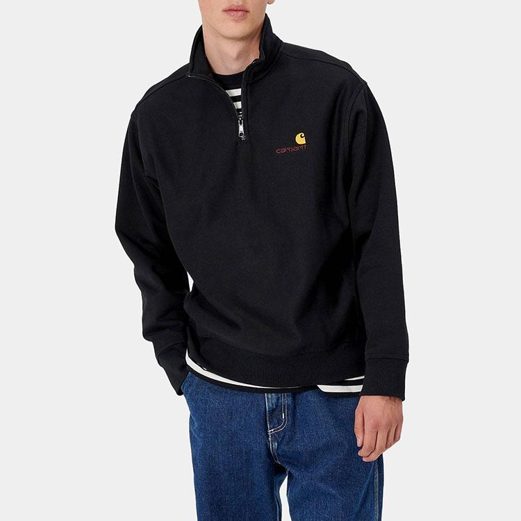 Carhartt WIP Half Zip American Script Sweatshirt Black