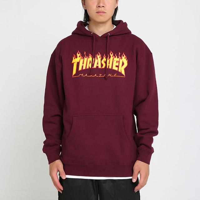 Thrasher Flame Logo Hoodie Maroon