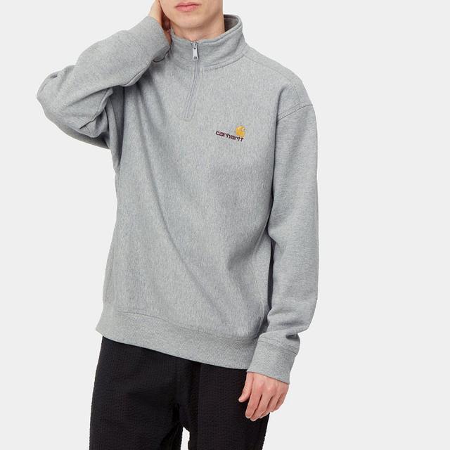 Carhartt WIP Half Zip American Script Sweatshirt Grey