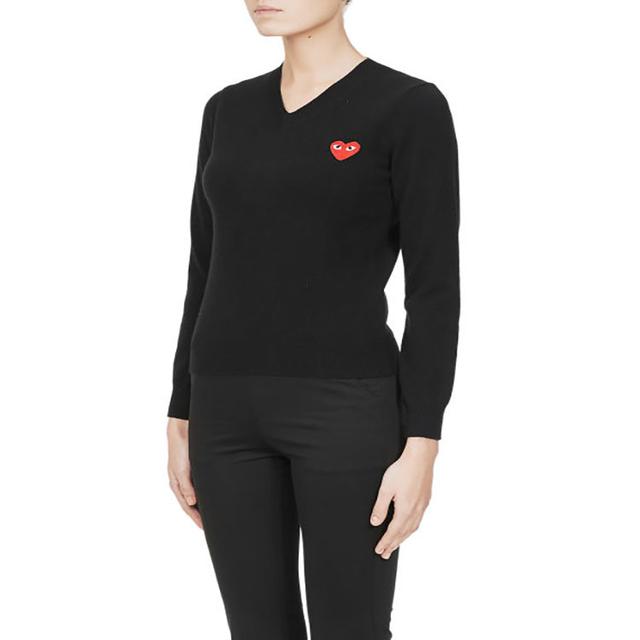 CDG Play Heart Logo Knit Sweater Black V