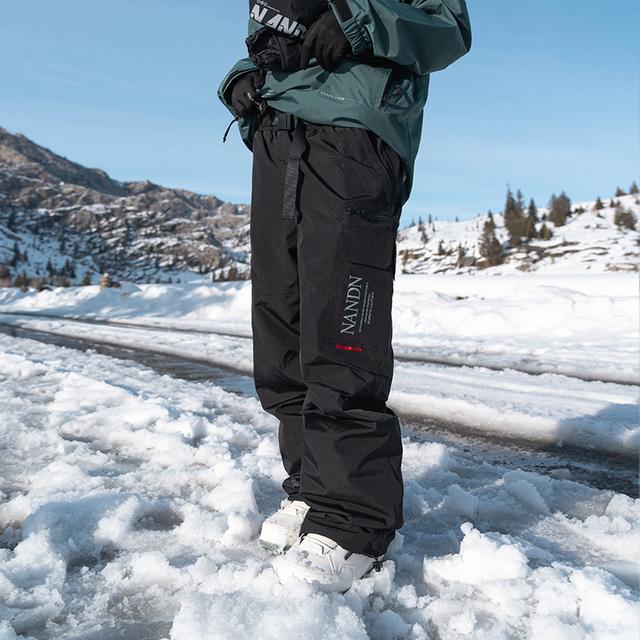 南恩 纯色松紧防水防风滑雪裤 男女同款