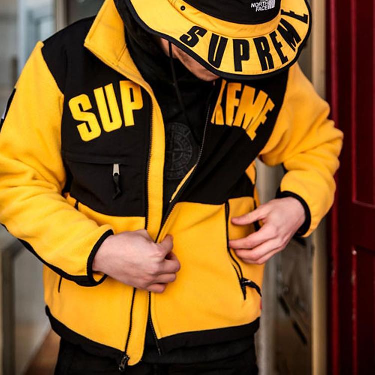 Supreme SS19 x The North Face Arc Logo Denali Fleece Jacket Yellow