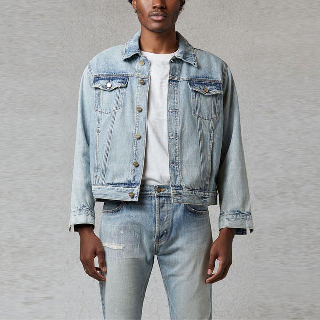 Fear of God Essentials FW20 Light Denim Trucker Jacket Indigo