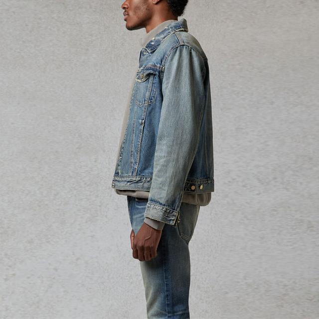 Fear of God Essentials FW20 Light Denim Trucker Jacket Dark blue