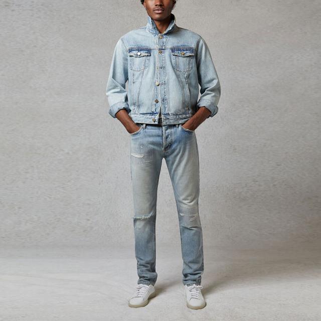 Fear of God Essentials FW20 Light Denim Trucker Jacket Indigo