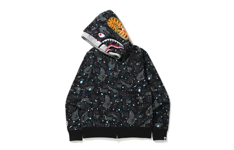 A BATHING APE Space Camo Shark Full Zip Double Hoodie