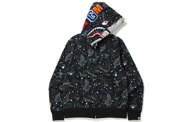 A BATHING APE Space Camo Shark Full Zip Double Hoodie