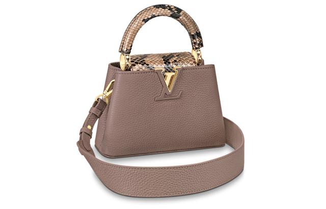 LOUIS VUITTON Capucines Logo Taupe