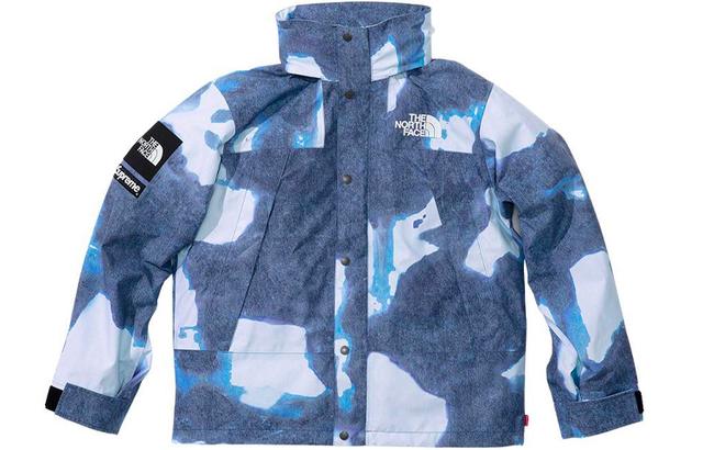 Supreme Week 17 x The North Face Bleached Denim Print Mountain Jacket