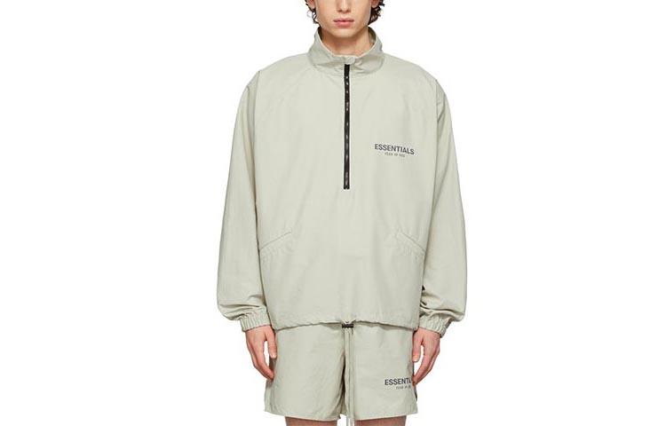 Fear of God Essentials FW21 Half-zip Track Jacket GreenConcrete Logo