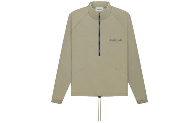 Fear of God Essentials FW21 Half Zip Track Jacket Pistachio Logo