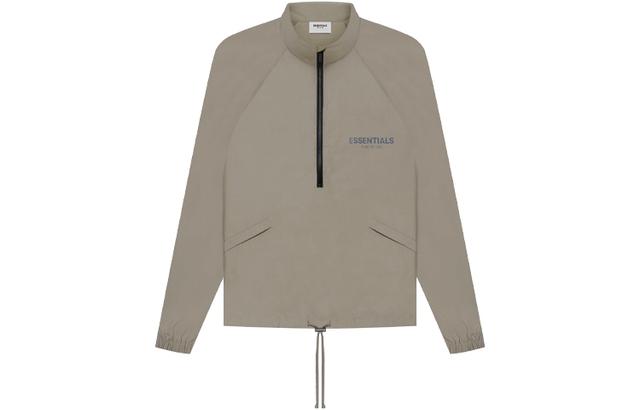 Fear of God Essentials SS21 Half Zip Track Jacket Taupe Logo