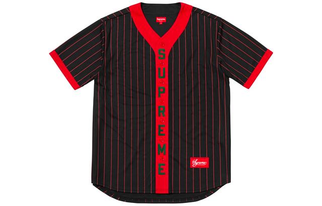 Supreme FW18 Vertical Logo Baseball Jersey Black