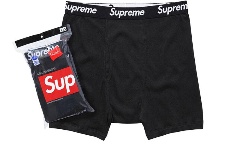 Supreme Week 1 x Hanes Boxer Briefs (4 Pack) Black 4