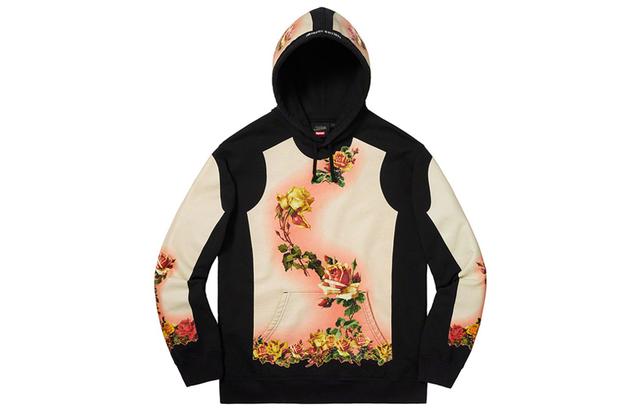 Supreme SS19 x Jean Paul Gaultier Floral Print Hooded Sweatshirt Cardinal