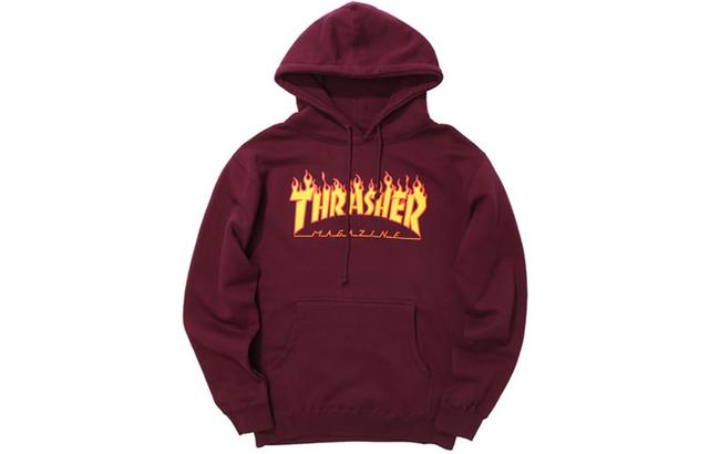 Thrasher Flame Logo Hoodie Maroon