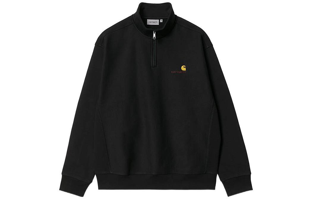 Carhartt WIP Half Zip American Script Sweatshirt Black