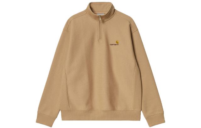 Carhartt WIP Half Zip American Script Sweatshirt Dusty H Brown