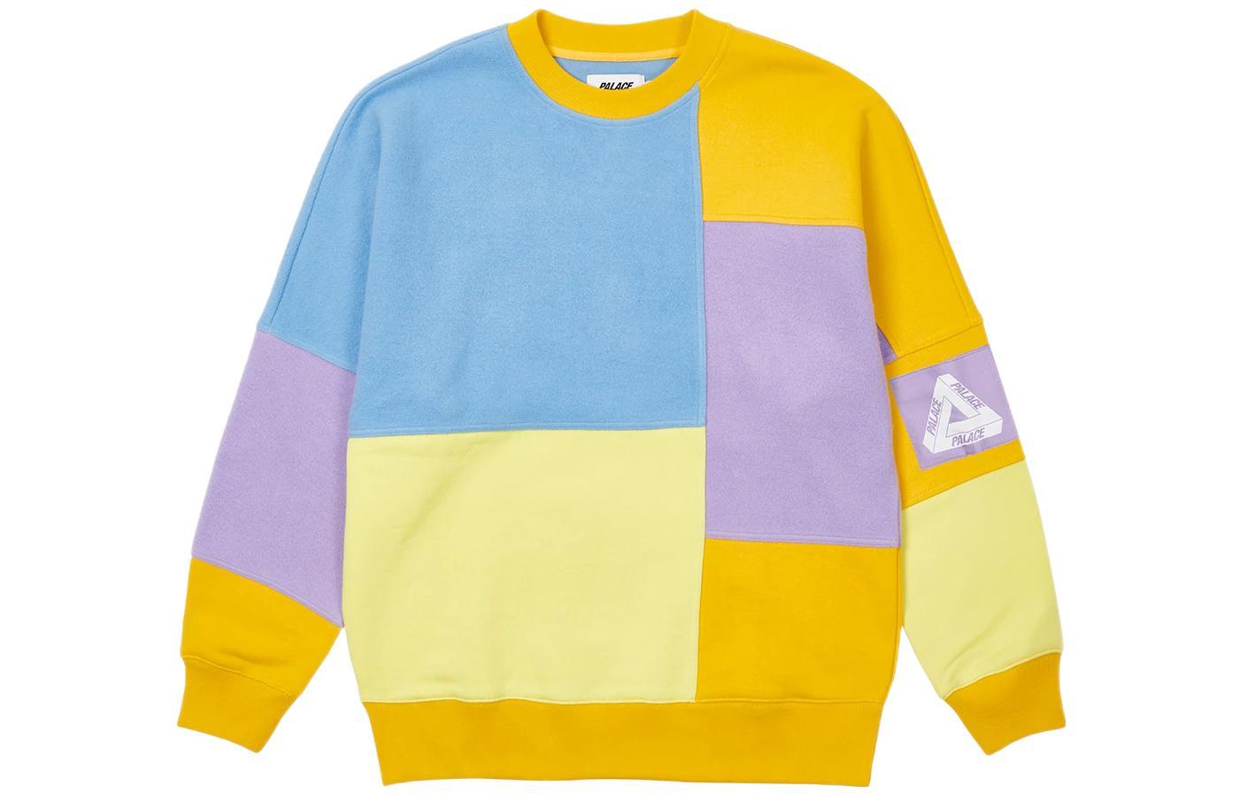 PALACE SS22 Colour Block Crew BlueOrangeLilac Logo