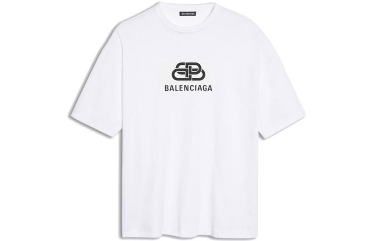 Balenciaga White T-shirt with BB logo logoT