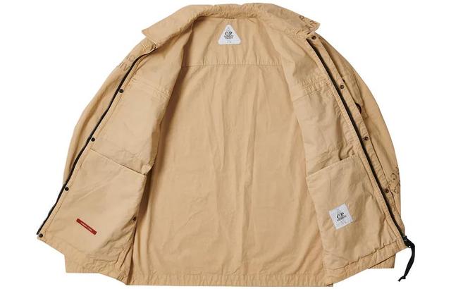 PALACE x C.P.Company FW22 Washed Cotton Shirt Jacket Stone Logo