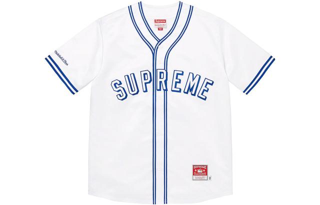 Supreme SS23 Week 1 x MITCHELL NESS SATIN BASEBALL JERSEY LogoT