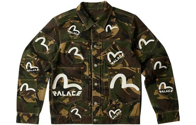 PALACE x EVISU 3.0 SS23 PALACE EVISU TYPE ONE DENIM JACKET CAMO Logo