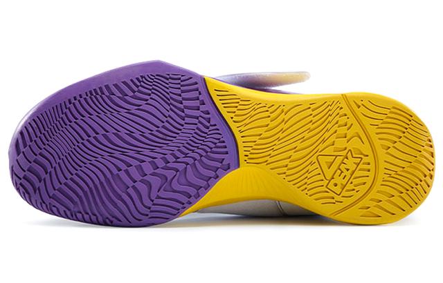 匹克 速度系列 织物合成革 魔术贴 减震防滑耐磨 中帮 实战篮球鞋 男款 白紫金