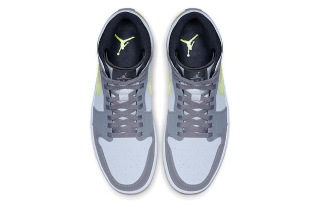 Jordan Air Jordan 1 Mid Neon Yellow Grey