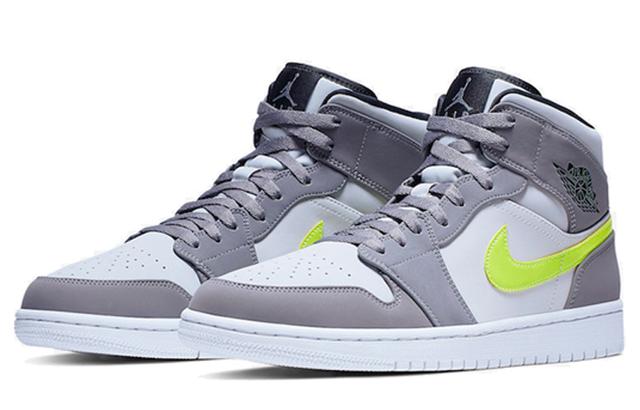 Jordan Air Jordan 1 Mid Neon Yellow Grey