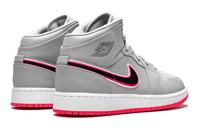 Jordan Air Jordan 1 Mid Wolf Grey Racer Pink Black GS