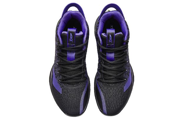 特步 舒适透气 减震防滑耐磨 高帮 篮球鞋 男款 黑紫