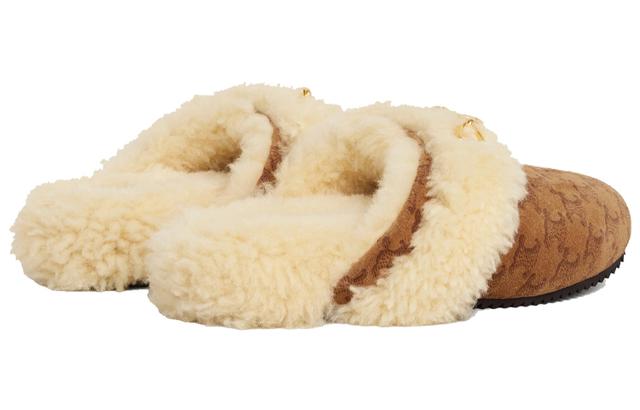 CELINE Fur Slides Triomphe