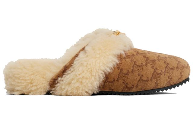 CELINE Fur Slides Triomphe